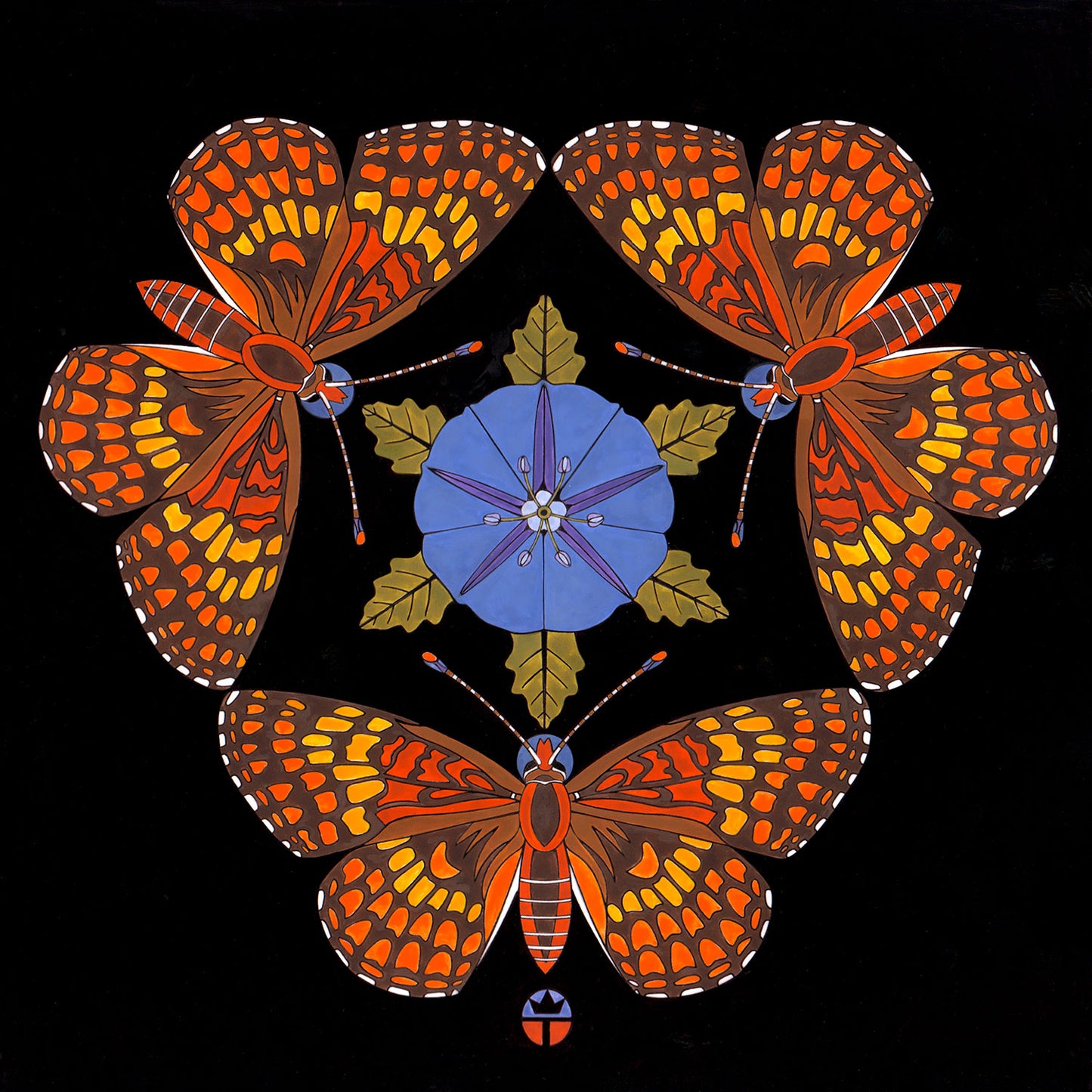 butterfly mandala with groundcherry blossom