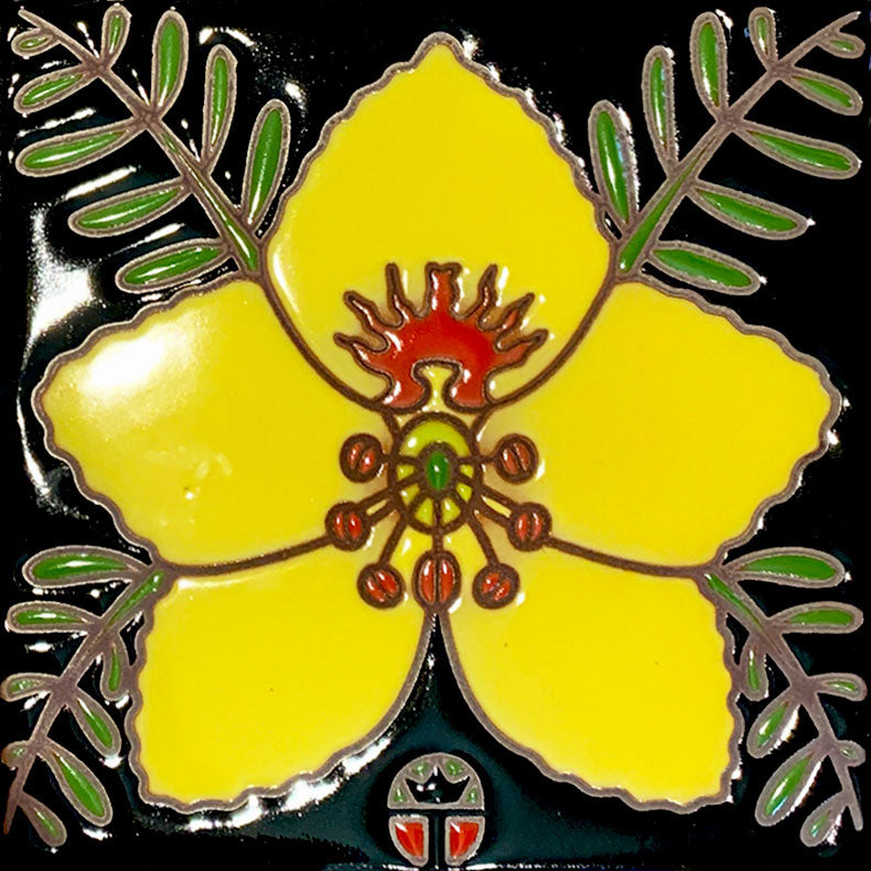 6 inch x 6 inch ceramic tile of a palo verde blossom by wil taylor