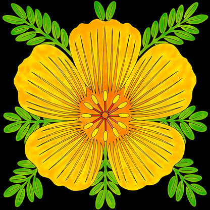 picture of yellow desert poppy flower 12 inches by 12 inches. tucson artist wil taylor