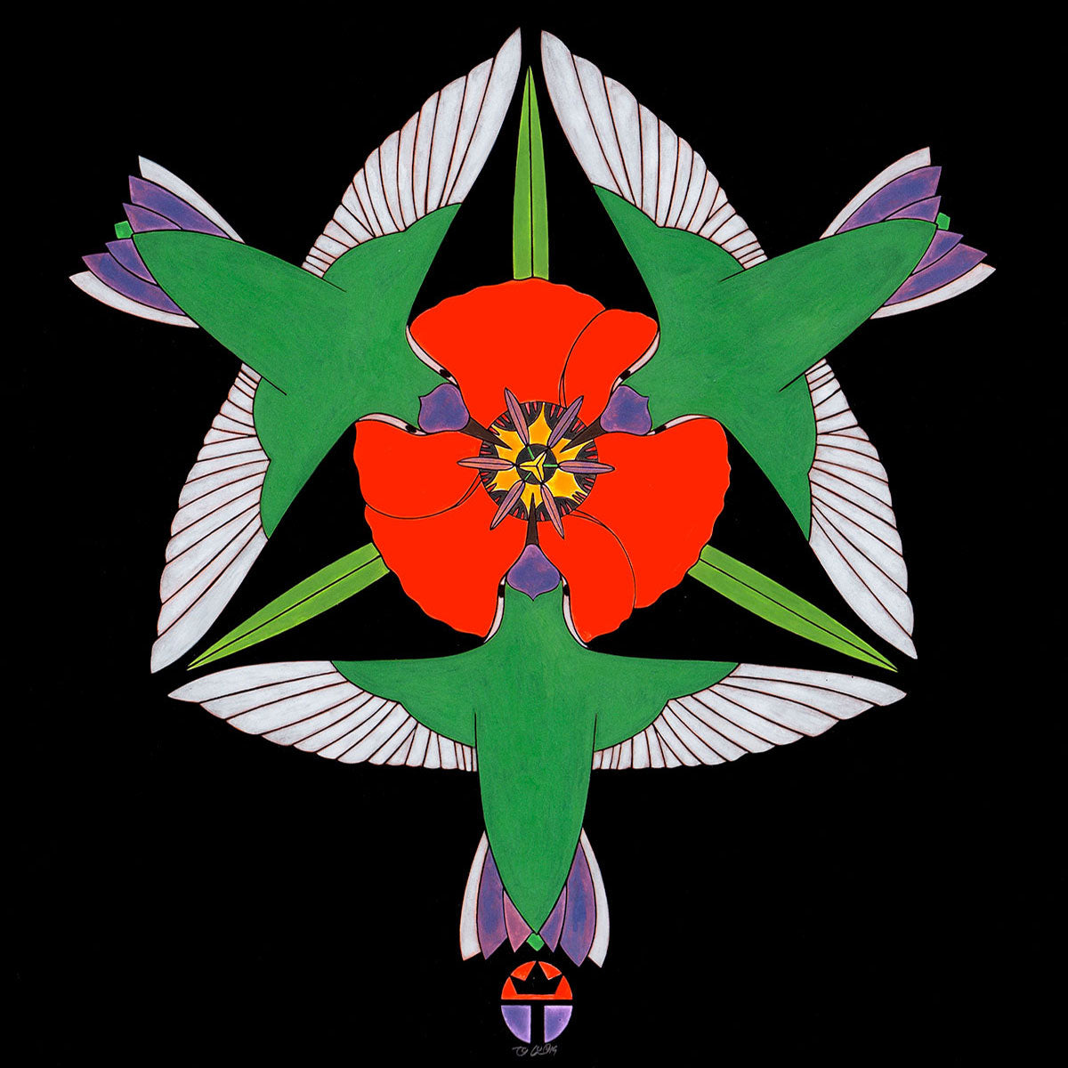 humming bird mandala print by wil taylor